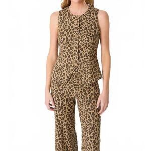 NEW LEVEL99 sophia leopard print vest in beige
